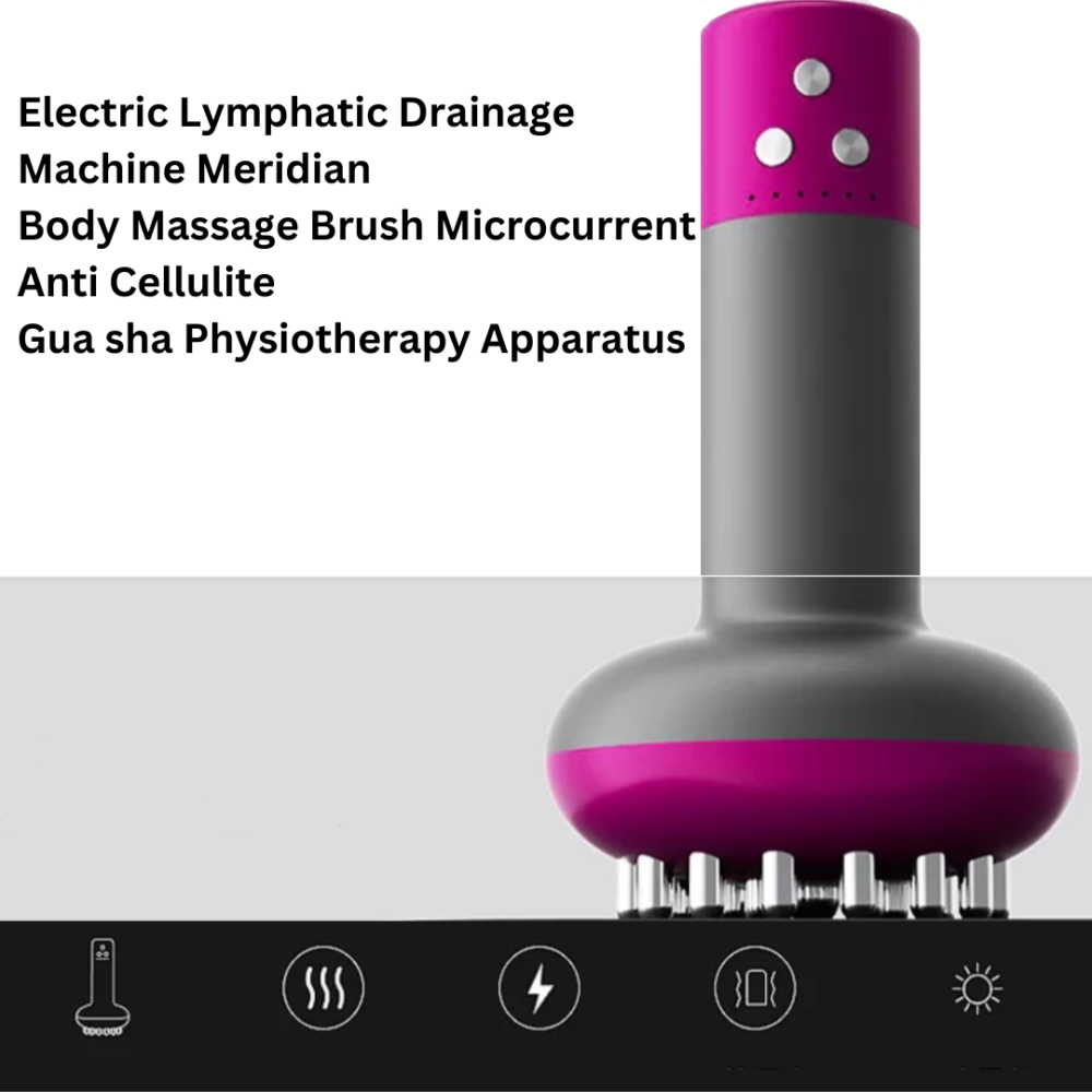 Electric Lymphatic Drainage Machine Meridian, Body Massage Brush Microcurrent Anti Cellulite, Gua sha Physiotherapy Apparatus